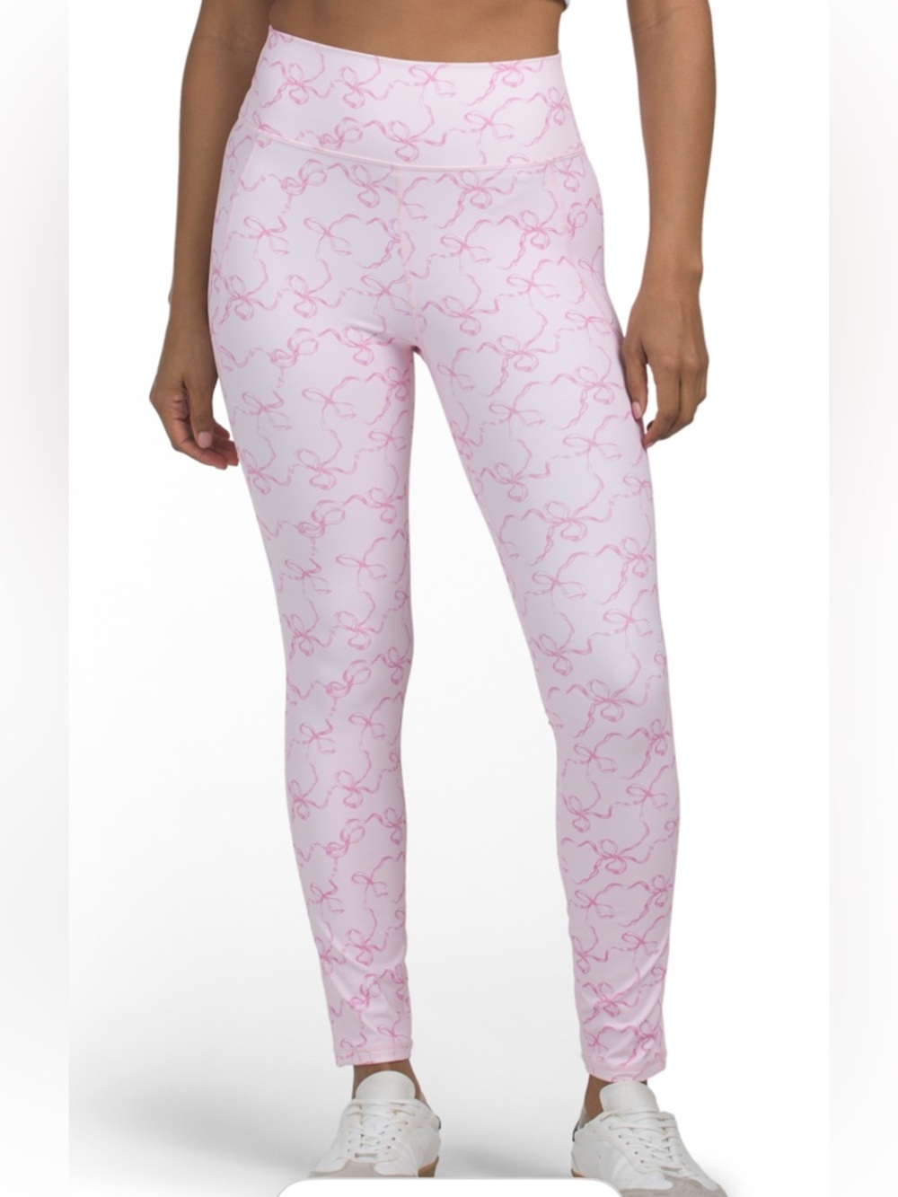 LoveShackFancy Pink Bow-Print High-Rise Leggings